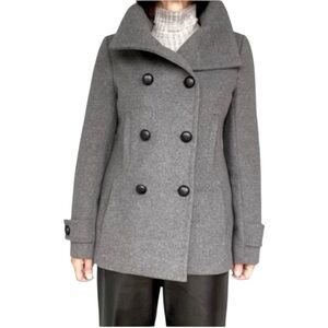 Babaton Aritzia Wool Cashmere Pea Coat Dark Charcoal Gray